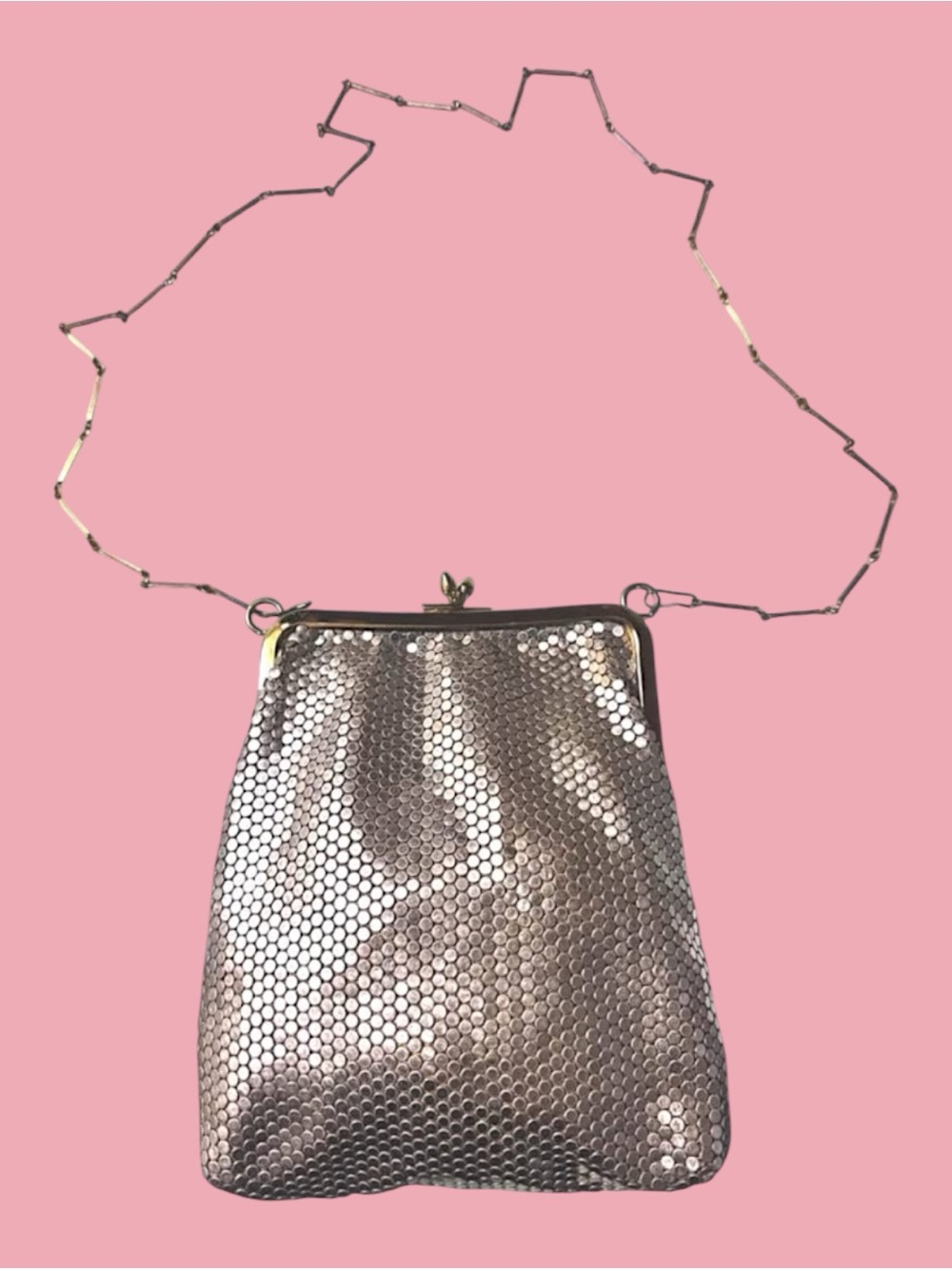 Lumured 60’s Two-Tone ‘Luma Mesh’ Chainmail Evening Bag Clutch Diamond Cut Strap